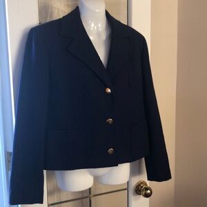 Vintage Navy Blue Wool Blazer
